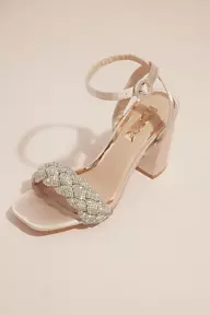 Be Mine Crystal Embellished Braided Strap Heeled Sandals