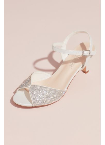 Crystal Peep-Toe Heeled Sandals with Satin Accents | David's Bridal