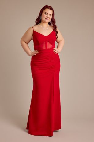 Picture of Crepe Corset Sheath Dress with Illusion Bodice