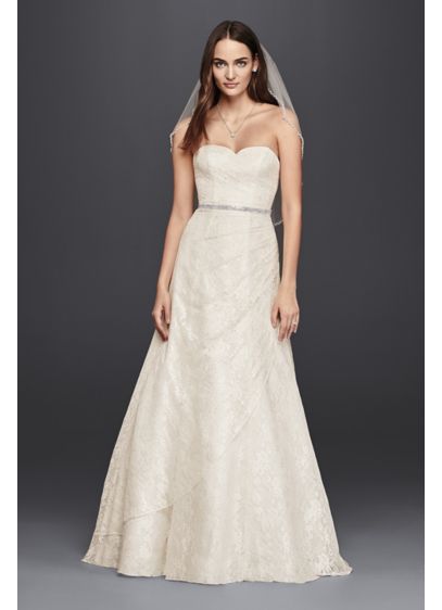 As Is Allover Lace  A Line  Strapless Wedding  Dress  David 