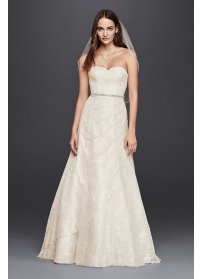 As Is Allover Lace  A Line  Strapless Wedding  Dress  David  As Is Allover Lace  A Line  Strapless Wedding  Dress  David