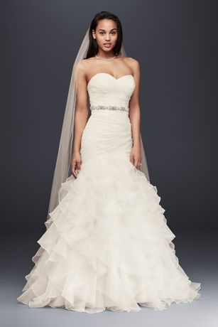 ruffle fishtail wedding dress