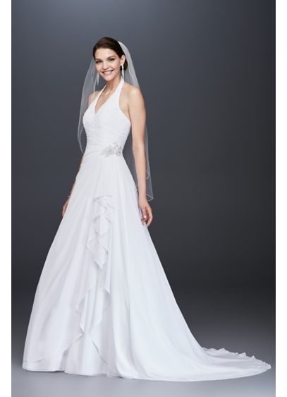 As Is Pleated Chiffon Halter Wedding Dress David S Bridal