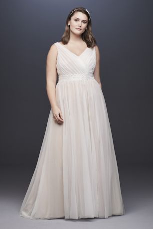 Picture of Pleated Tulle Tank Wedding Dress Lace Waist