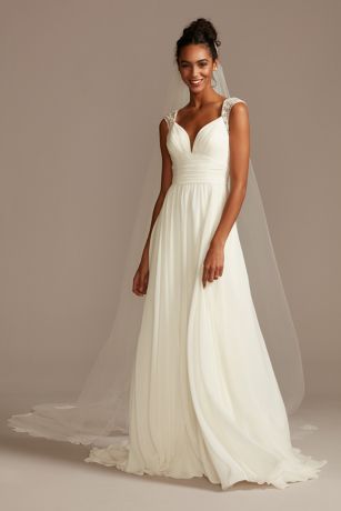 david's bridal chiffon wedding dress