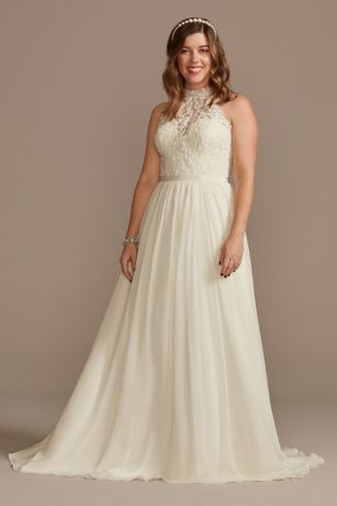 Picture of As Is High Neck Illusion Chiffon Wedding Dress
