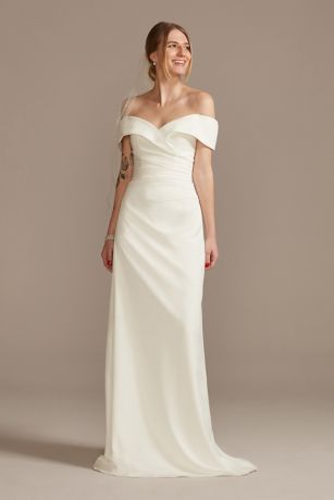 Picture of Crepe Off-the-Shoulder Sheath Wedding Dress