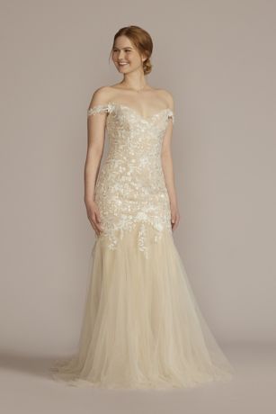 Picture of Off the Shoulder Floral Mermaid Wedding Gown