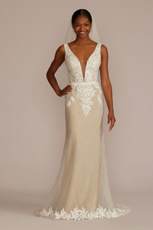 Picture of Illusion Plunge Lattice Skirt Wedding Gown