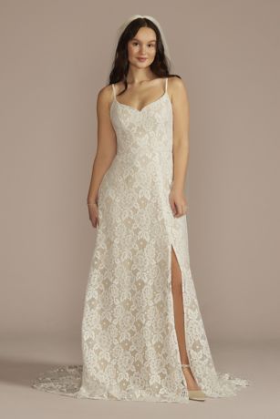 Picture of As Is Recycled Floral Lace Spaghetti Strap Wedding