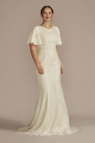 Picture of High Neck Lace Embellished Modest Wedding Dr
