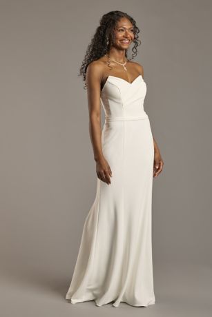 Picture of Strapless Stretch Crepe Sheath Wedding Dress