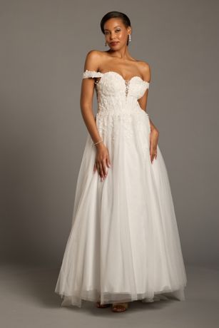 Picture of As Is Off-the-Shoulder Tulle Appliqued Ball Gown