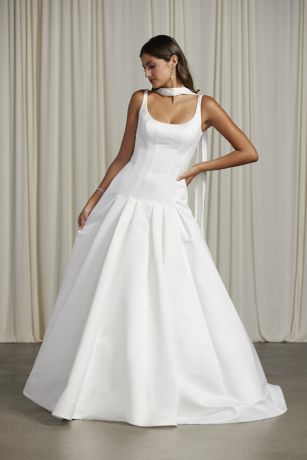 Picture of Satin Drop Waist Tank A-Line Wedding Dress