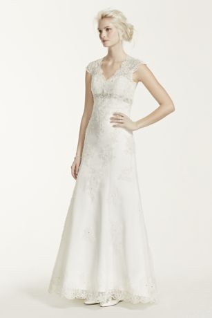 david's bridal lace cap sleeve bridesmaid dress