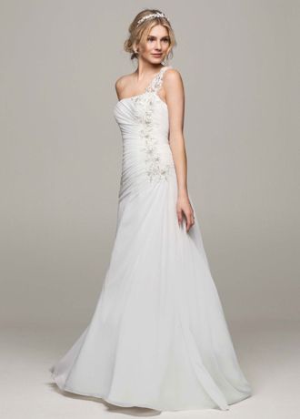 chiffon ruched wedding dress