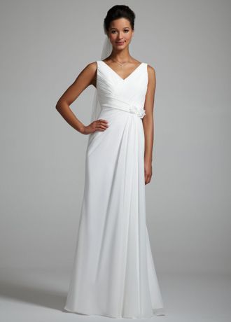 ivory ruched draped chiffon dress