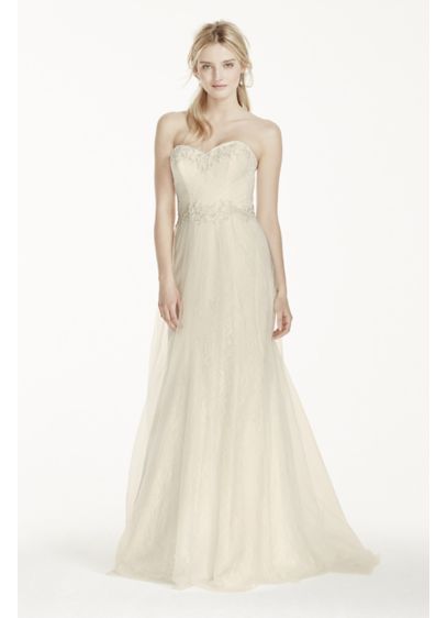 Strapless Tulle Over Lace Sheath Wedding Dress | David's Bridal