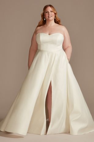 Picture of As Is Strapless Plus Satin Wedding Dress with Slit