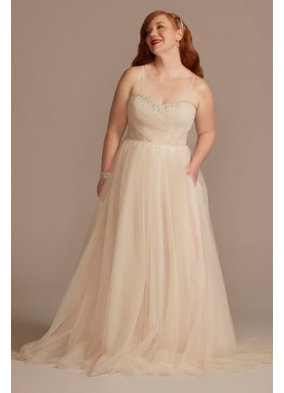 As Is Pleated Tulle Strapless Plus Wedding Dress - Prepare to wow the crowd in this sophisticated