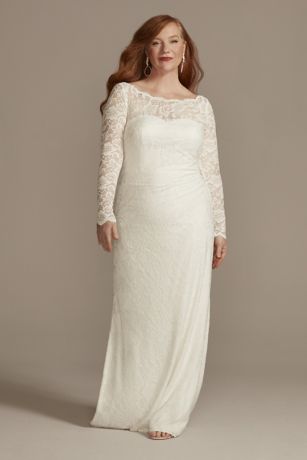 Picture of Stretch Lace Long Sleeve Sheath Wedding Dres