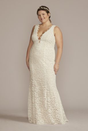 Picture of As Is Lace Tank Plus Size Wedding Gown with V-Back