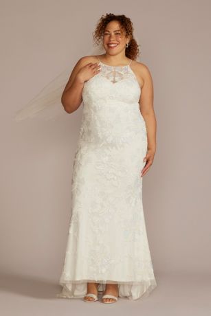 Picture of Allover Beaded High Neck Plus Size Wedding D