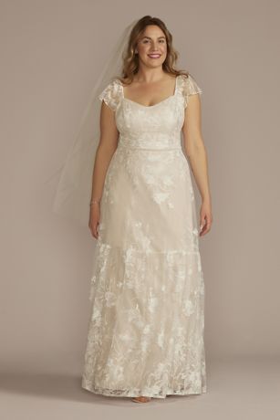 Picture of Recycled Lace Illusion Cap Sleeve Wedding Dr