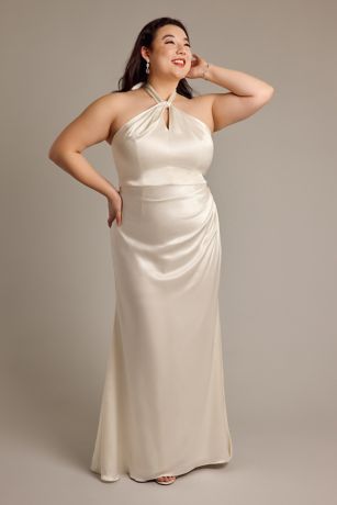 Picture of As Is Luxe Charmeuse Keyhole Halter Sheath Wedding