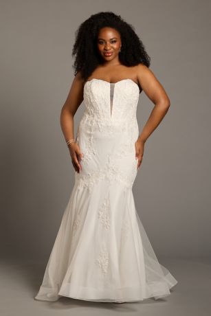 Picture of As is Strapless Appliqued Mermaid Wedding Dress