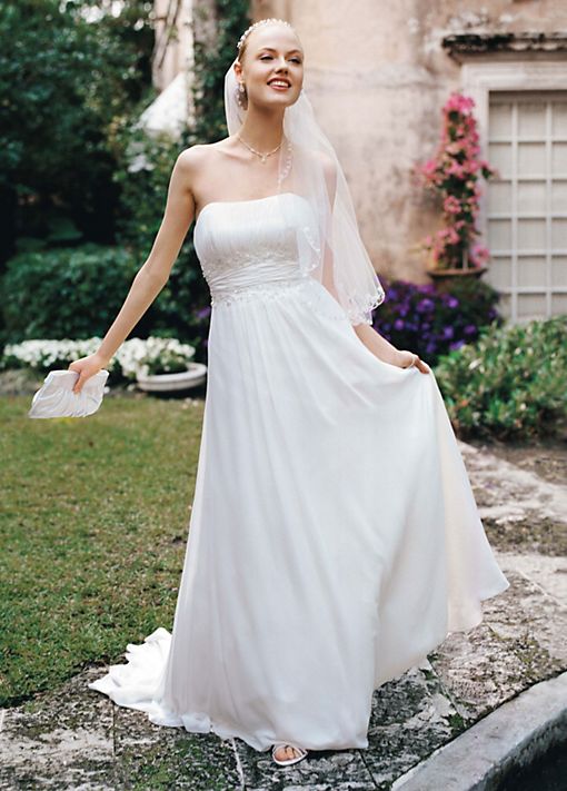  Chiffon Soft Gown with Beaded Lace on Empire Waist