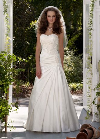 Satin Drop Waist Wedding Dress 10