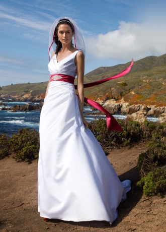 david's bridal long satin tank ball gown