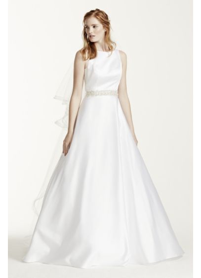 As Is High Neck Satin Wedding Dress with Open Back David As Is High Neck Satin Wedding Dress with Open Back David