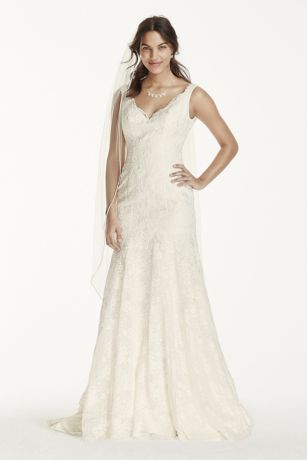 v neck lace wedding dress