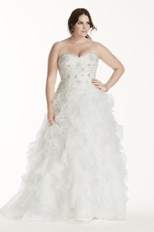 plus size ruffle wedding dress