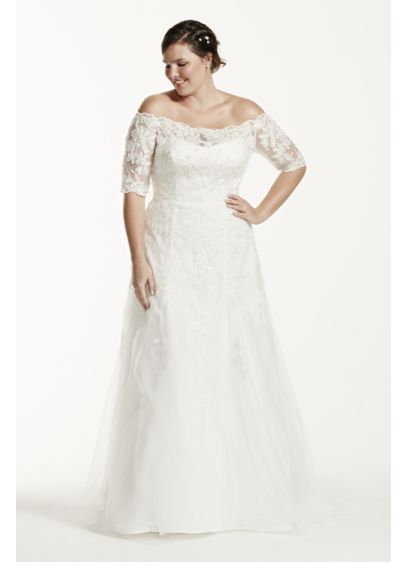 As Is 3 4 Sleeve  Plus  Size  Wedding  Dress  David s Bridal  As Is 3 4 Sleeve  Plus  Size  Wedding  Dress  David s Bridal