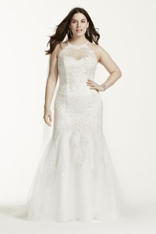 david's bridal lace halter wedding dress