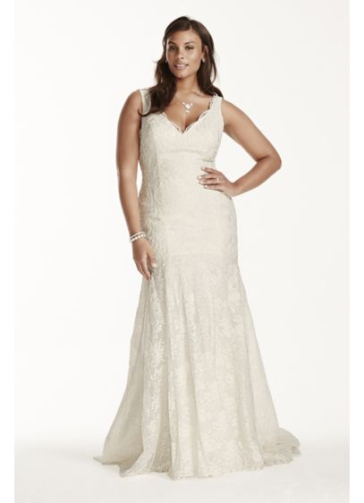 As Is Scalloped Mermaid Plus Size Wedding Dress David s As Is Scalloped Mermaid Plus Size Wedding Dress David s