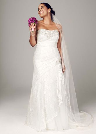 david's bridal strapless lace dress