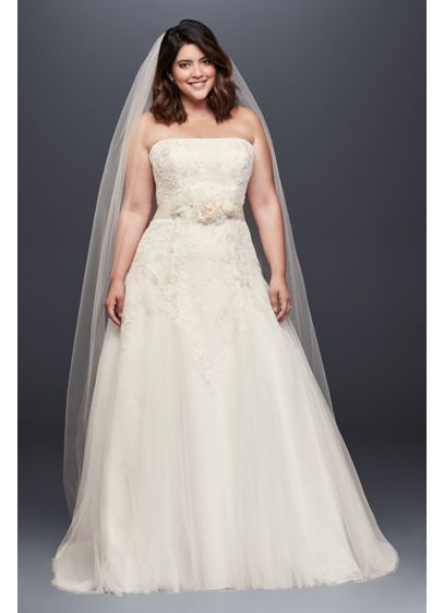As-Is Appliqued Tulle Plus Size Wedding Dre | David's Bridal