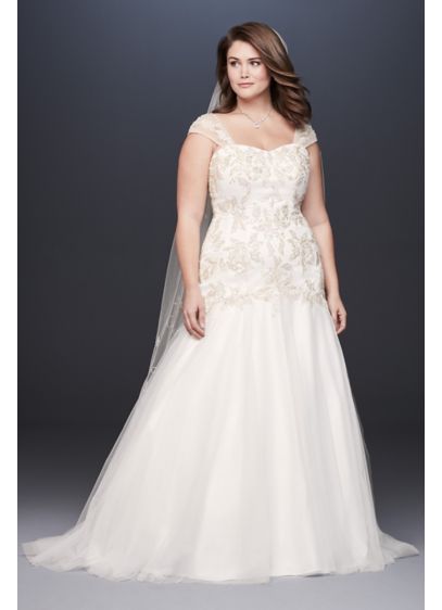 As Is Metallic Lace Applique Plus Wedding Dress | David's Bridal