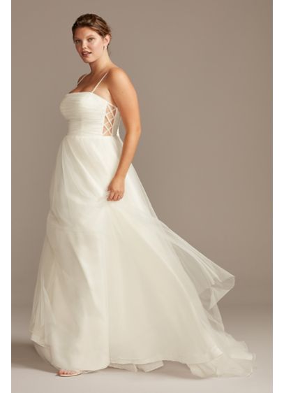 As Is Spaghetti Tulle Plus Size Wedding Dress - Romantic yet modern, this tulle wedding dress is