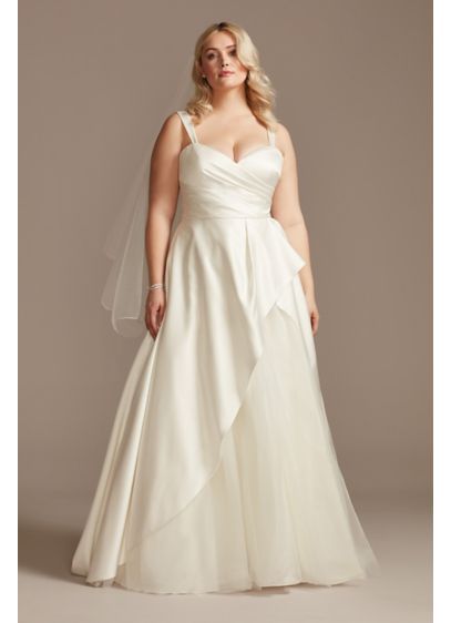 As Is Asymmetric Tulle Hem Plus Size Wedding - This beautiful satin A-line wedding dress features a