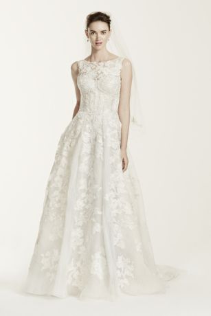 oleg cassini high neck tank lace wedding dress