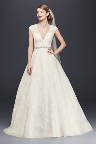 v neck short sleeve wedding dress