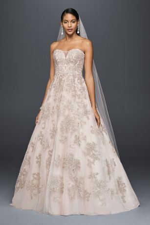 As Is Metallic Lace Applique A Line Wedding  Dress  David 