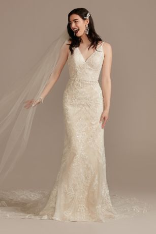 Picture of As Is Beaded Applique Tulle Sheath Wedding Dress