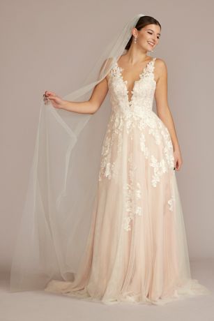 Picture of As Is Illusion Plunge V-Neck Lace Wedding Gown