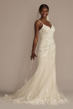 Picture of Appliqued Spaghetti Strap Wedding Dress